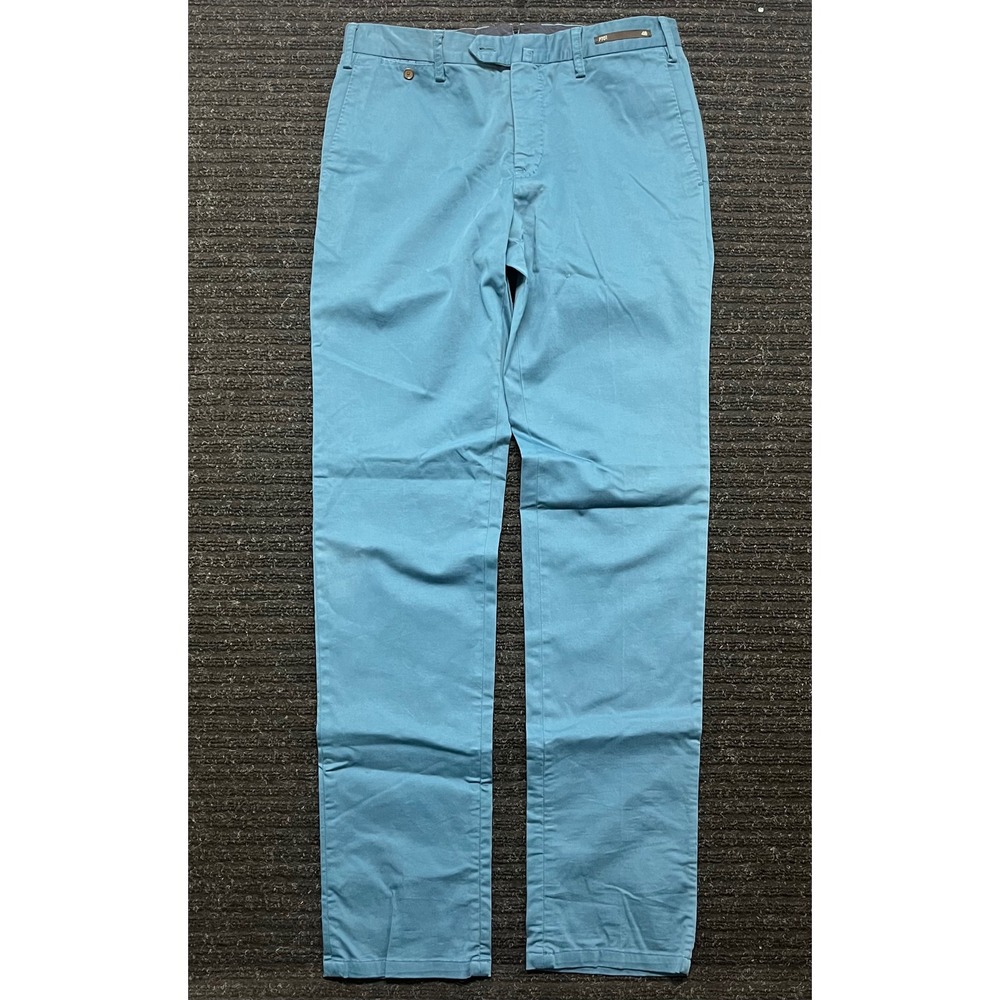 PT01 Pantaloni Torino Mens Slim Fit Chinos Teal Blue Vintage Look size 32
